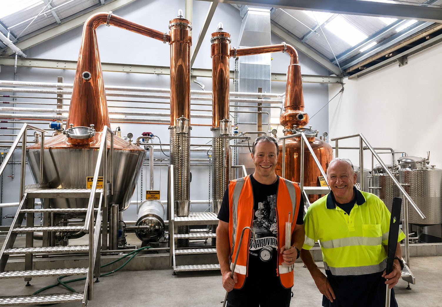 Michael Byars and Cyril Yates at the Dunedin Distillery